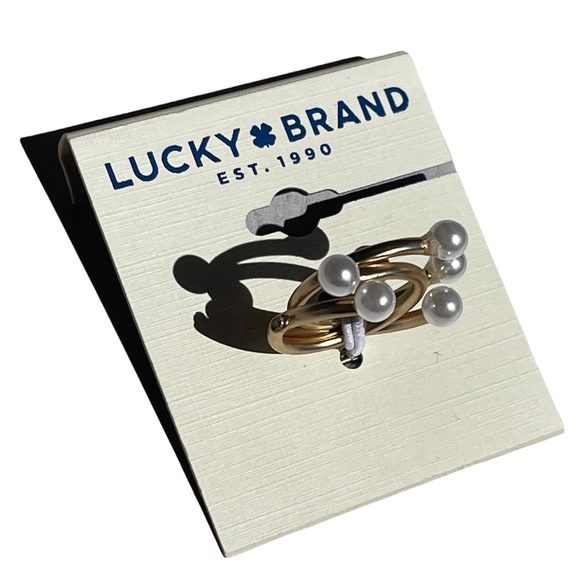 Lucky Brand Stacked Gold Pearl Ring - Picture 2 of 4